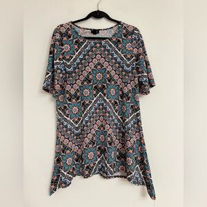 Multicolor Geometric Print Women's Dress. Pit to pit=20.5”